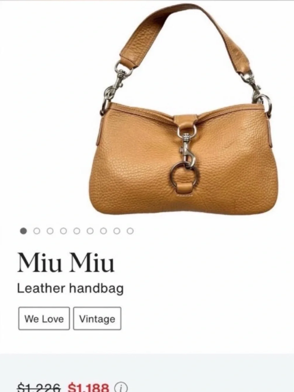 Miu Miu Beige Leather Shoulder Bag with Silver Ring